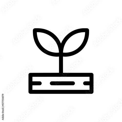 Plant seedling icon with soil patch for eco and gardening themes