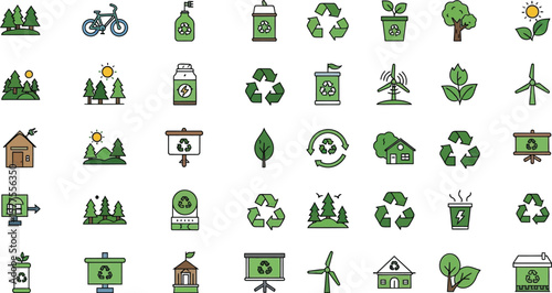 A collection of ecological and environmental conservation themed icons