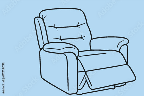 Comfortable recliner illustration for relaxation and home decor elements.