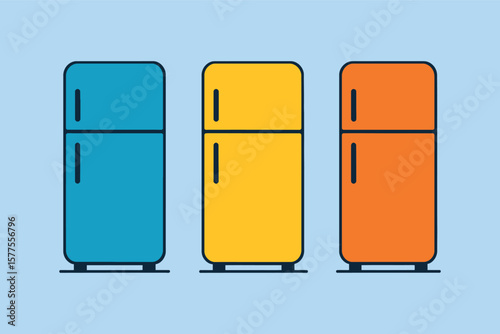 Colorful Retro Refrigerators Vector Graphic for Modern Kitchen Design