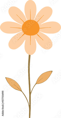Elegant peach flower illustration, nature's pastel blossom design, springtime vibe