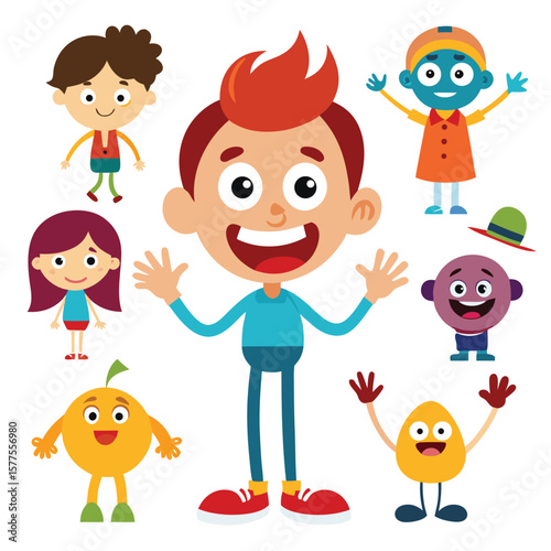 happy children with a lot of toys