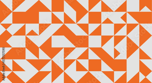 Abstract Geometric Pattern Background with Triangles and Squares in Orange and White, contemporary style for modern designs