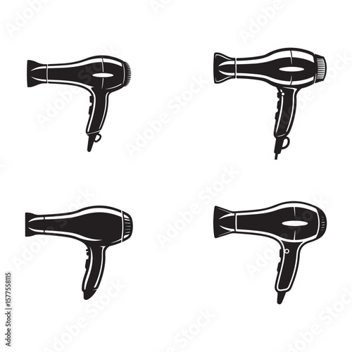 Black hair dryers on white background hairdryer blow dryer