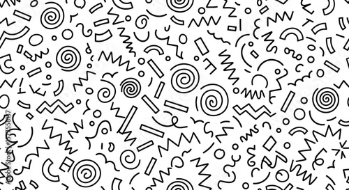 Dynamic Whimsical Pattern with Swirls and Zigzags for Modern Design, Versatile Abstract Background, Artful Line Work