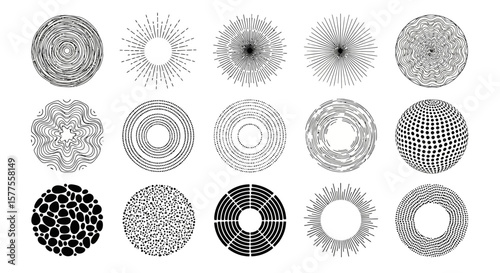 Collection of Geometric Circle Patterns for Modern Design Elements and Abstract Backgrounds
