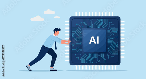 Pushing AI Forward Conceptual Illustration of Innovation and Progress in Artificial Intelligence Technology