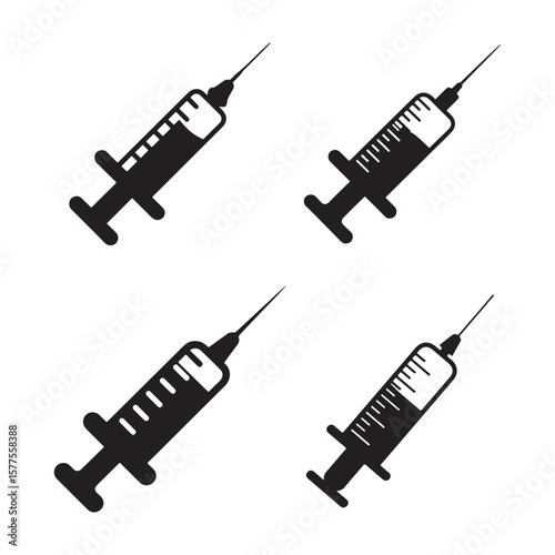 Black medical syringes with measurement markings injection healthcare