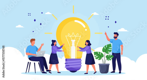 Team Collaboration Sparking New Ideas Brainstorming Session for Innovative Solutions and Bright Concepts