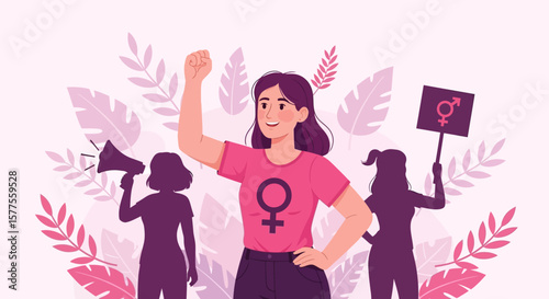 Empowerment Illustration Celebrating Women's Equality and Progress towards a Gender Equal Future