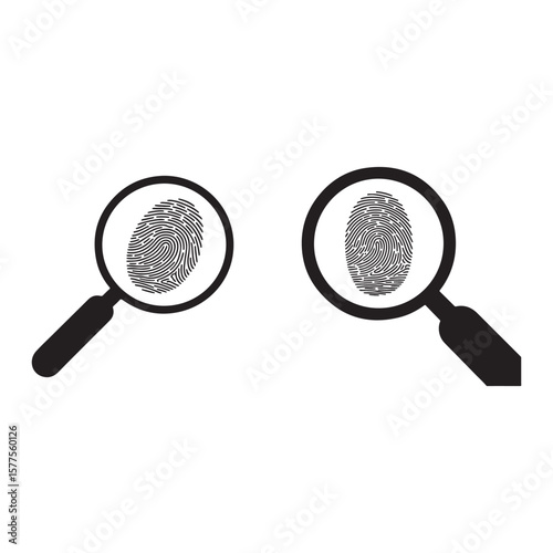 Magnifying glasses examining fingerprints identification investigation