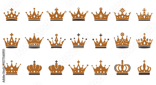 Golden crown vector icon set design illustration