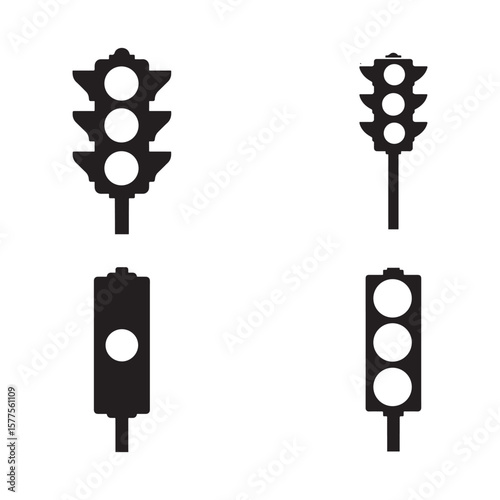 Traffic signal icons with circular lights traffic light traffic control