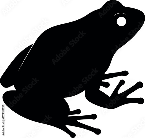 Frog Silhouette Vector – Amphibian Animal Icon in Minimal Black Style