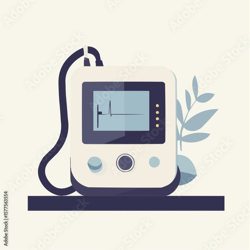 Flat minimal visual of blood pressure monitor, suitable for hospital signage, diagnostic forms or clinical print materials