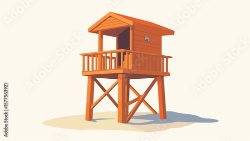 Wooden Lifeguard Tower Casting Long Shadows - Professional Photo