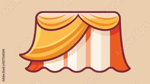 Canopy Illustration: A vibrant illustrated canopy, with its undulating orange and yellow fabric elegantly draped over a striped facade, casting a warm and inviting ambiance.