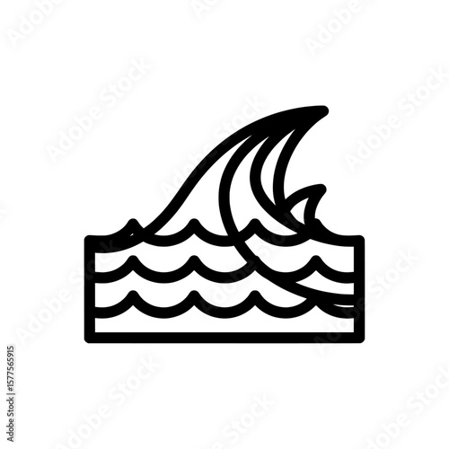shark fin surfer wave swim seaside ocean marine life background