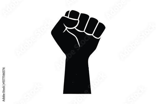 Raised fist silhouette icon flat vector illustration symbol of power protest revolution concept