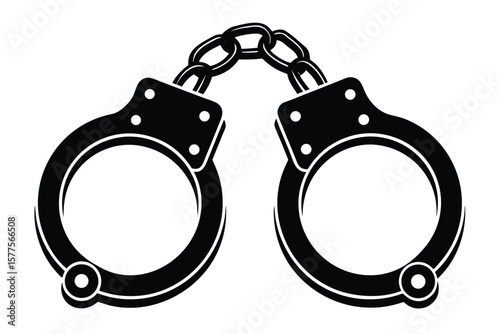 Handcuffed Icon Silhouette Vector Flat Design for Crime Law Justice and Security Illustration