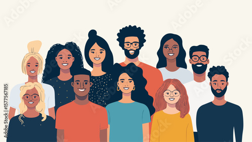 Diverse People Illustration: Multicultural Community Unity Concept