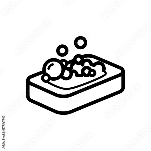 Cleaning sponge with soap bubbles for kitchen and household use