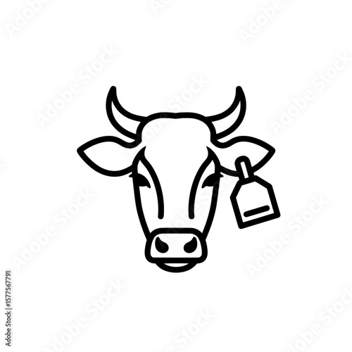 Bull head outline with a tag for branding use