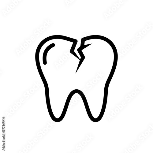 Broken tooth icon symbol for dental or health themes