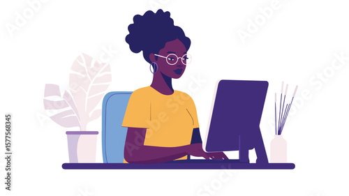 Empowered E-Learning: Black Woman Student using AI Technology