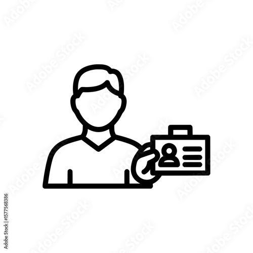 Person holding identification card over black background