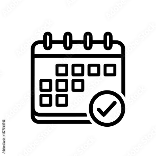 calendar with check mark icon for scheduling and planning
