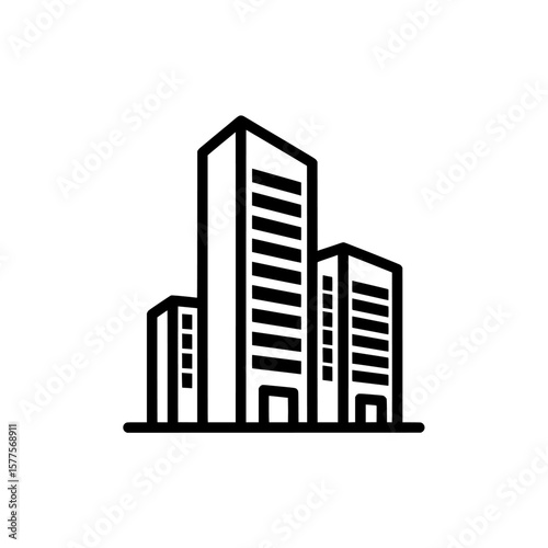 Cityscape with tall skyscrapers and modern buildings
