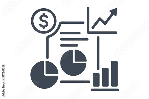 Financial growth chart with rising graph and currency symbol