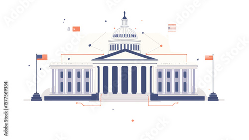 Government Branches Diagram with Legislative and Executive Functions