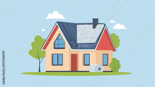 Efficient House Thermal Insulation Concept Vector Icon for Energy Efficiency and Sustainability
