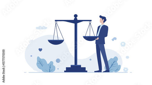 Professional Man Holding Balance Scale Weighing Benefits - Image for Business