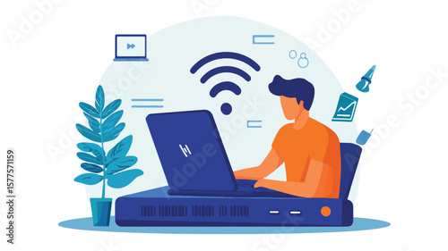 Professional Network Router WiFi Configuration Setup Concept