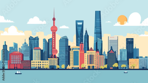 Historic Shanghai District Contrast with Modern Skyscrapers Urban Landscape