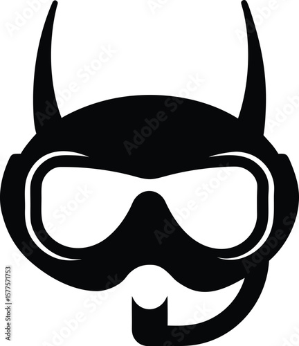 Snorkel diving mask icon outline vector extreme wind summer