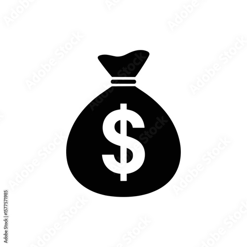Money Bag Icon: A simple, yet powerful illustration of a classic money bag, meticulously crafted with the iconic dollar sign, encapsulating the essence of wealth, investment, and financial prosperity.
