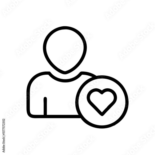 User profile with heart icon represents user profile with heart, a connection to individual identity. User profile with heart, a symbol of social media engagement and community.