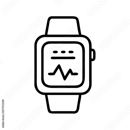 Illustrative daily steps tracker on wearable device. This daily steps tracker displays heart rate and activity data on smart watch to show health monitoring.