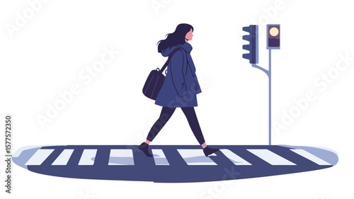Modern Pedestrian Crossing with Motion Sensor Lighting