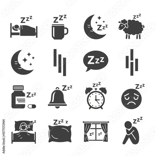 Icons Depicting Sleep, Insomnia, and Restfulness  A Pictorial Guide to Sleepless Nights and Dreamy Slumbers