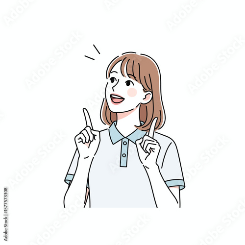 Hand-Drawn Vector of Woman Pointing with Finger – Minimalist Line Art Illustration for Guidance and Direction Concept