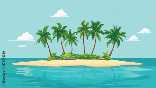 Serene Tropical Island Cove with Clear Turquoise Waters