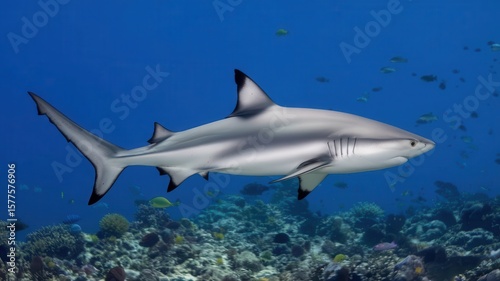 Wallpaper Mural Blacktip reef shark swimming gracefully in the clear tropical ocean water Torontodigital.ca
