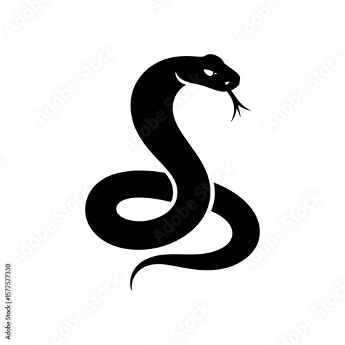 Snake Silhouette: A striking black silhouette of a snake, coiled and ready, against a clean backdrop, the perfect representation of power and stealth.