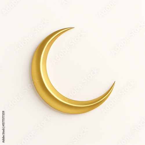golden crescent moon on white background