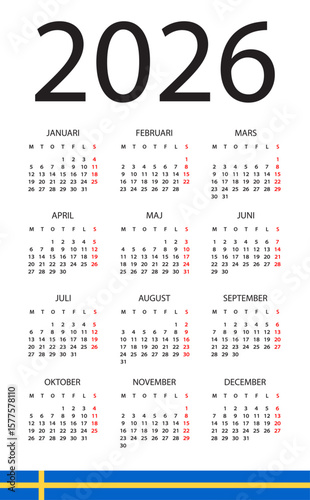 Calendar 2026 - illustration. Swedish version